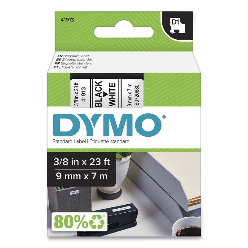 دايمو شريط ملصقات DYMO D1 عالي الأداء من البوليستر قابل للإزالة، 0.37 بوصة × 23 قدم، أسود على أبيض - Image 5